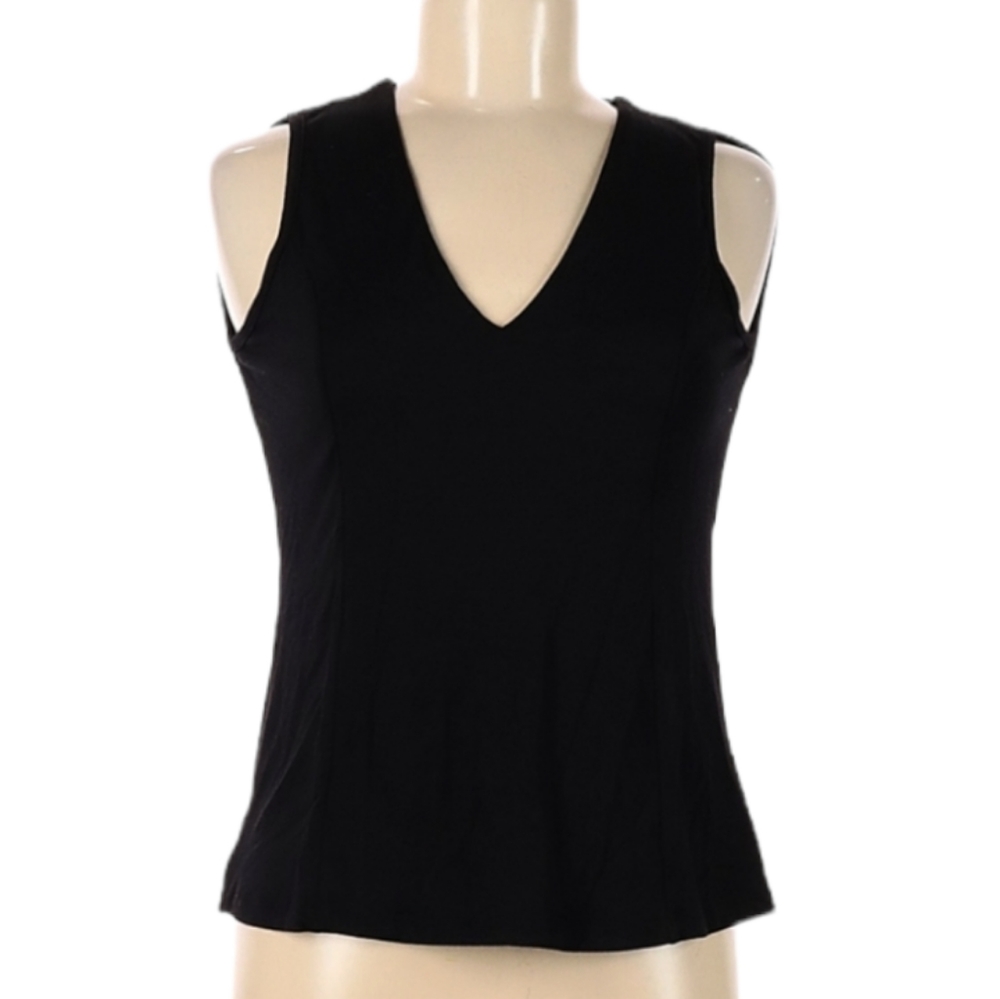Sady & Lu Black Sleeveless Top Size M‎ Open Back Sexy Classic V-Neck - Picture 2 of 9